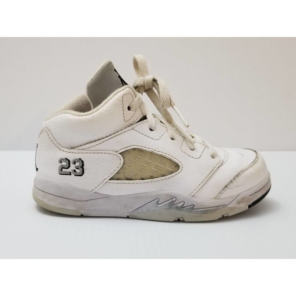 Nike Air Jordan 5 Retro Metallic Silver Boys Kids Toddler Sneakers Shoes Size 9c